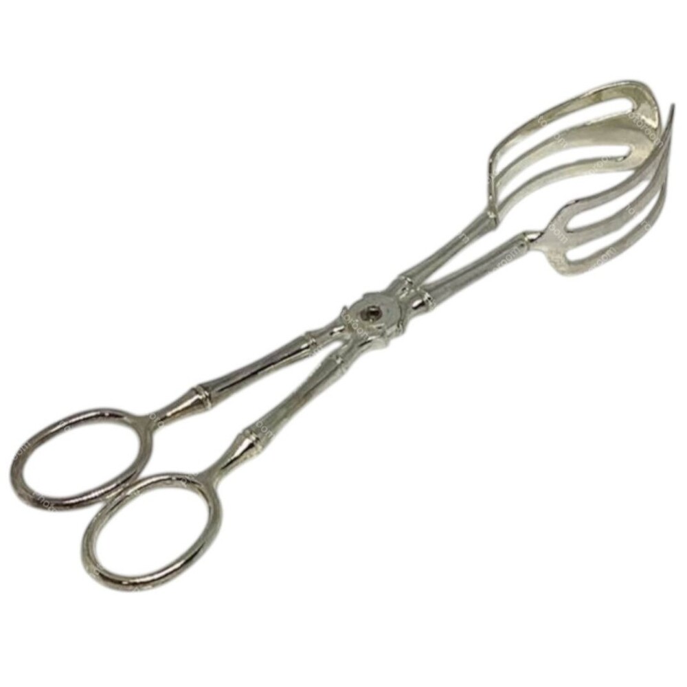 Bread Salad Tongs 0625 Italy Silver Plate Scissors 9" Wedding Box Vtg NEW - Picture 4 of 8